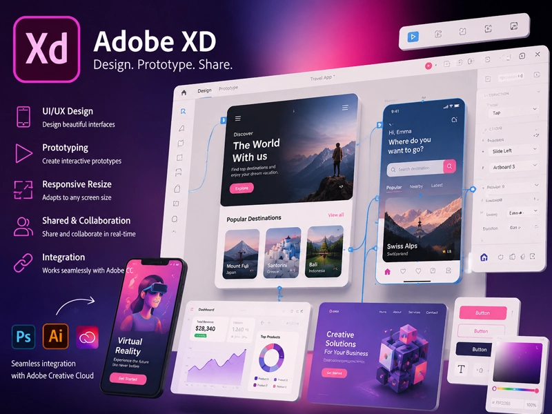 Adobe XD یک نرم‌افزار برای طراحی وایرفریم وب سایت